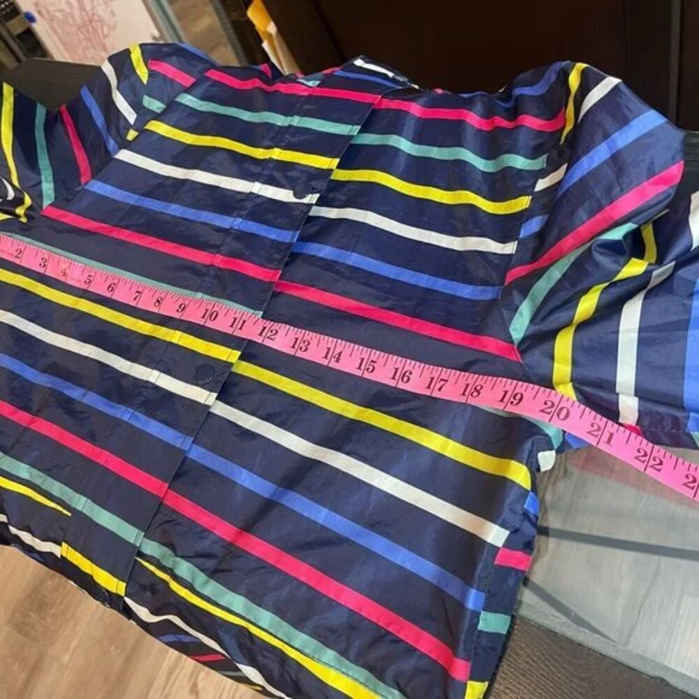 3/$80 🌈— Joules Navy Multi-Stripe Hooded Raincoat - Picture 13 of 14